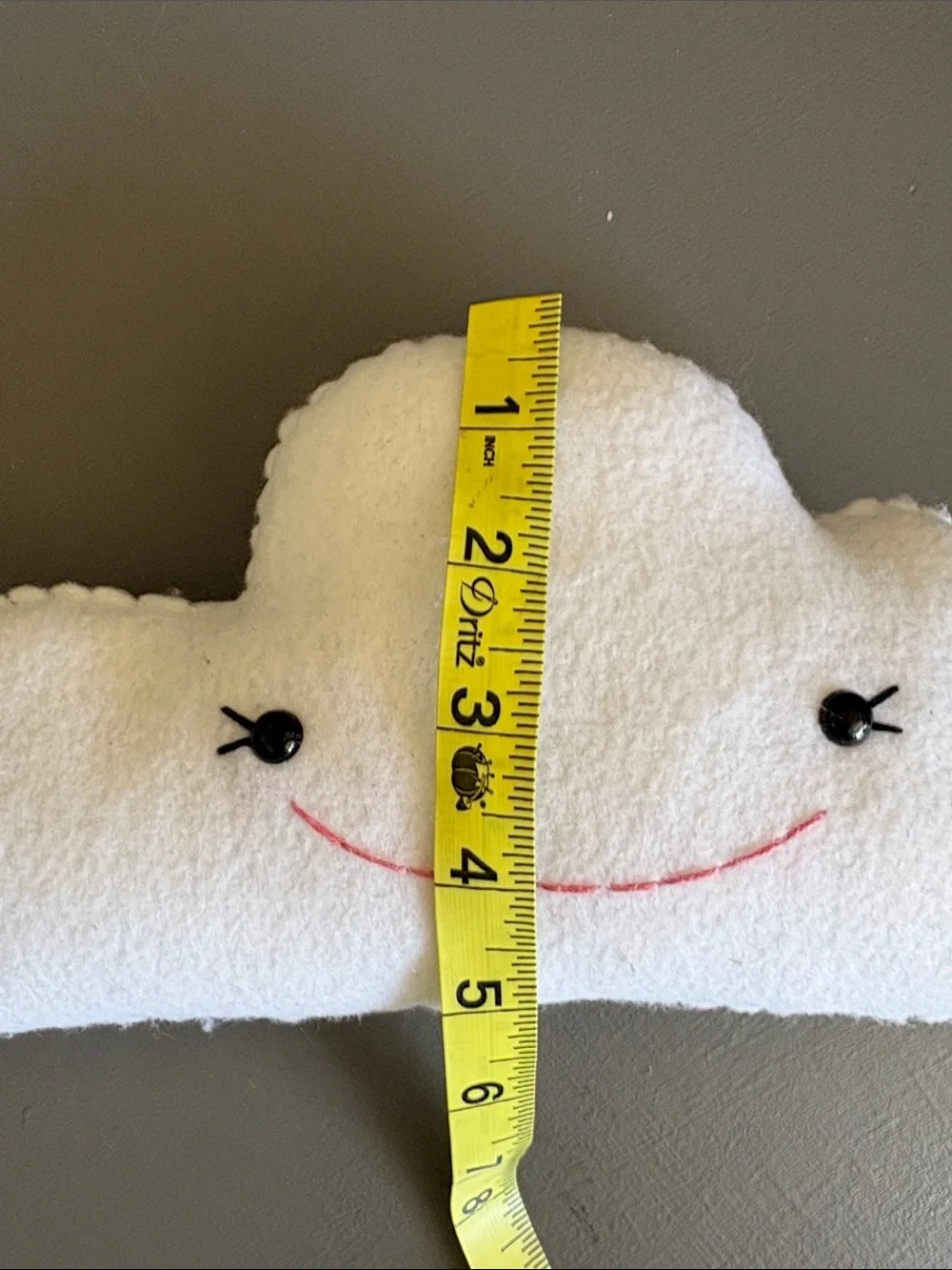 Plush Cloud Toy with Embroidered Face - White